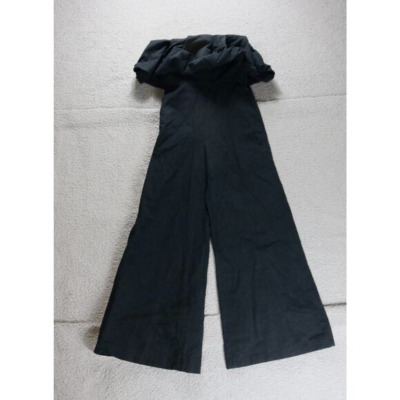 Jonathan Simkhai Jumpsuit Black 4 Puff Sleeveless Off The Shoulder Cotton Linen - Picture 1 of 16